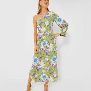 Tuckernuck Hyacinth House Green Floral One Shoulder Ophelia Maxi Dress